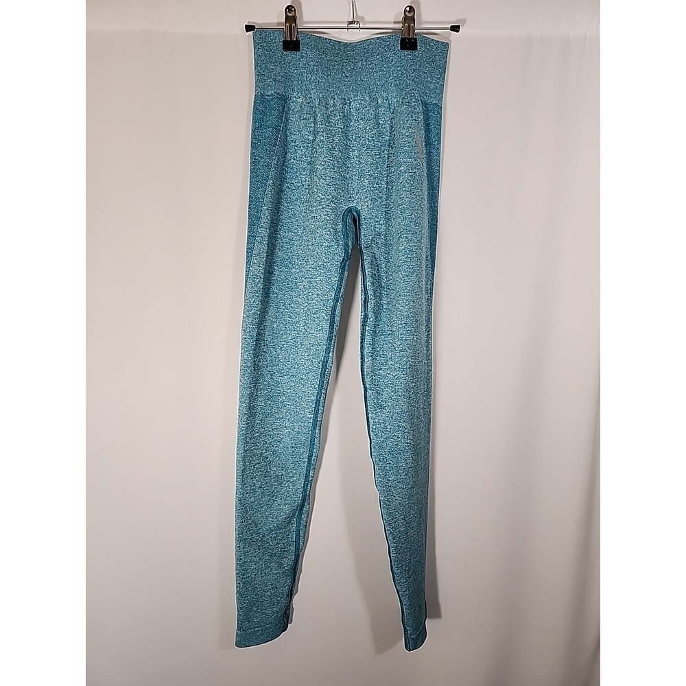 Gymshark Flex High Waisted Leggings Atlas Blue Marl‎ Logo Shaping Womens S